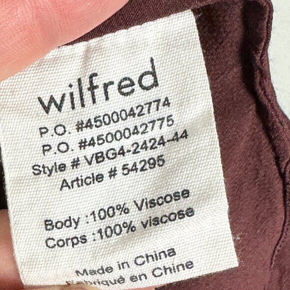Aritzia Wilfred Burgundy Wine High Low Blouse Tunic Dress Size XS Long Sleeve - Picture 9 of 12